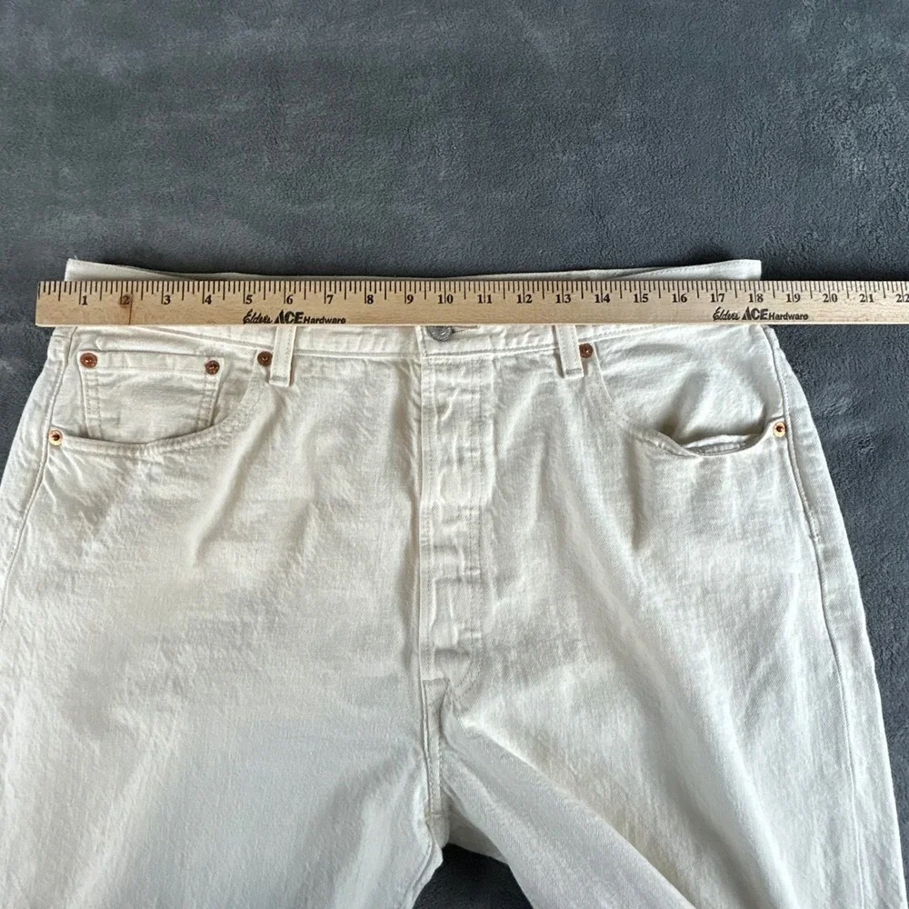 Levis 501 White Oak‎ Cone Denim Mens Jeans Off White Cream 40x30 Button Fly